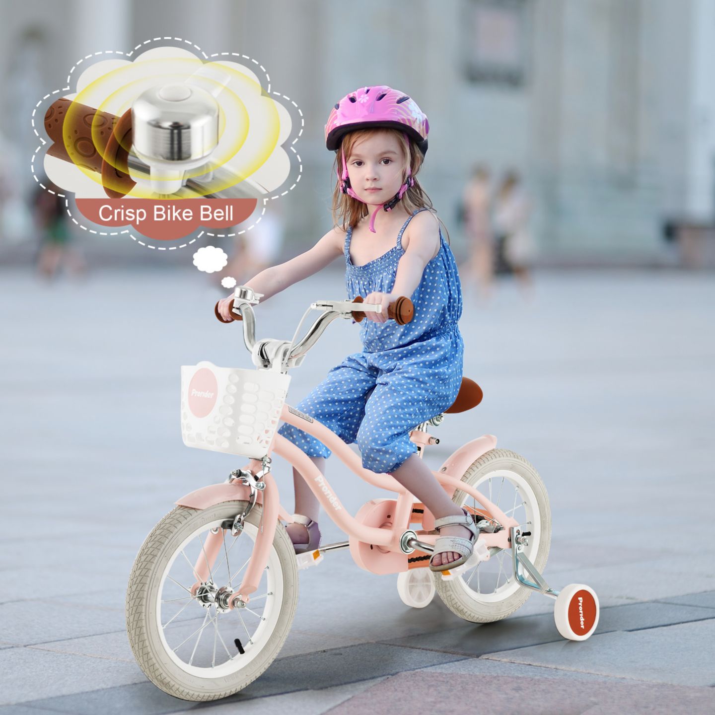 Детская игрушка Costway 14" Removable Training Wheels Adjustable Kids' Bicycle, 3–5 лет, цвет: Розовый — фото 3