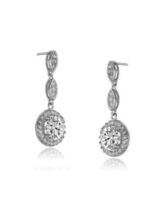 Classy Sterling Silver with Clear Cubic Zirconia Dangling Earrings
