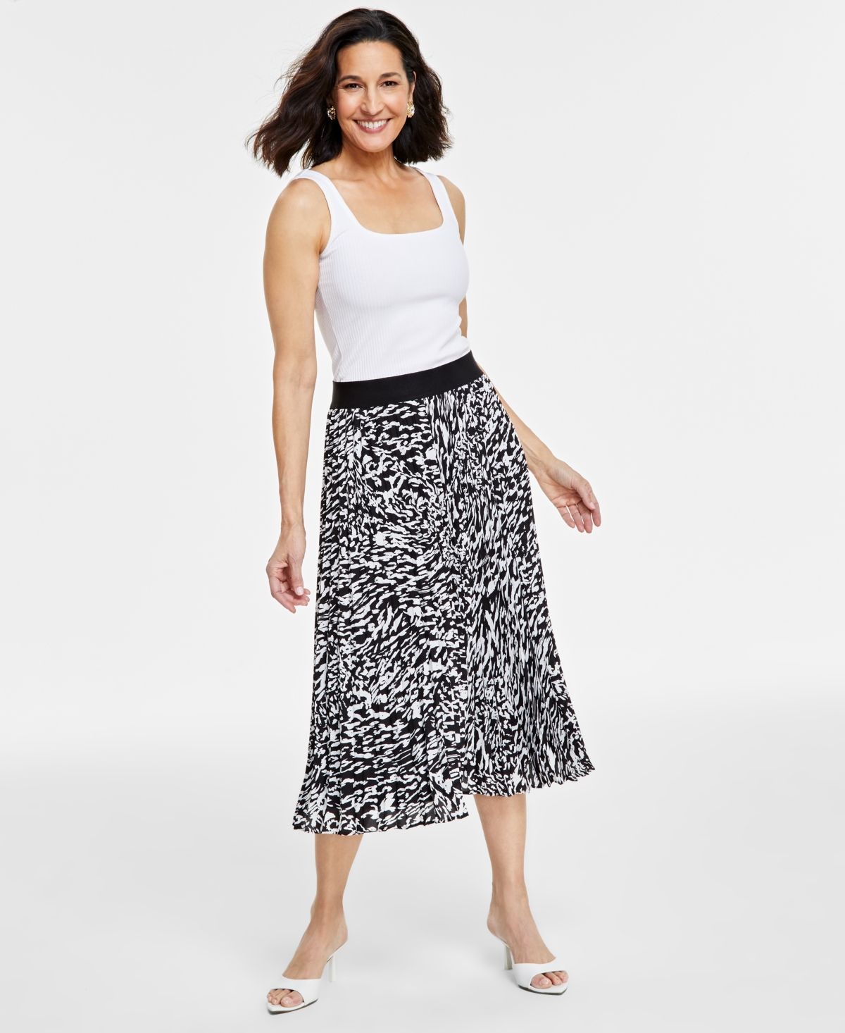 Inc International Concepts Women's Printed Pleated Midi Skirt, Created For Macy's In Taylor Abstract
