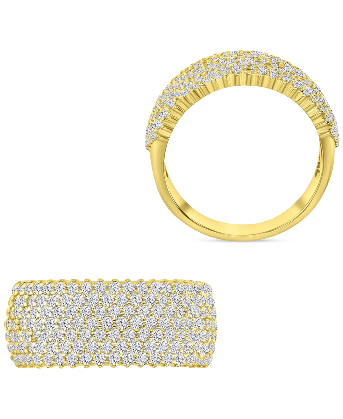 Black Cubic Zirconia Pave Wide Seven Row Statement Ring (Also in White Cubic Zirconia)