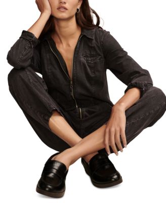 Lucky Brand Women's Button-Front Jumpsuit - Linen-Cotton Blend, Sleeveless