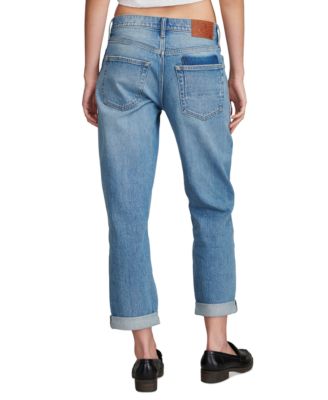 Lucky Brand Women's Button-Fly Patched Mid-Rise Boy Jeans