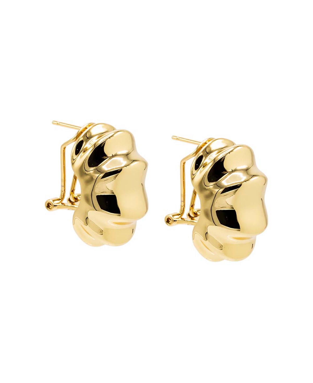By Adina Eden Solid Indented On The Ear Stud Earring In Gold
