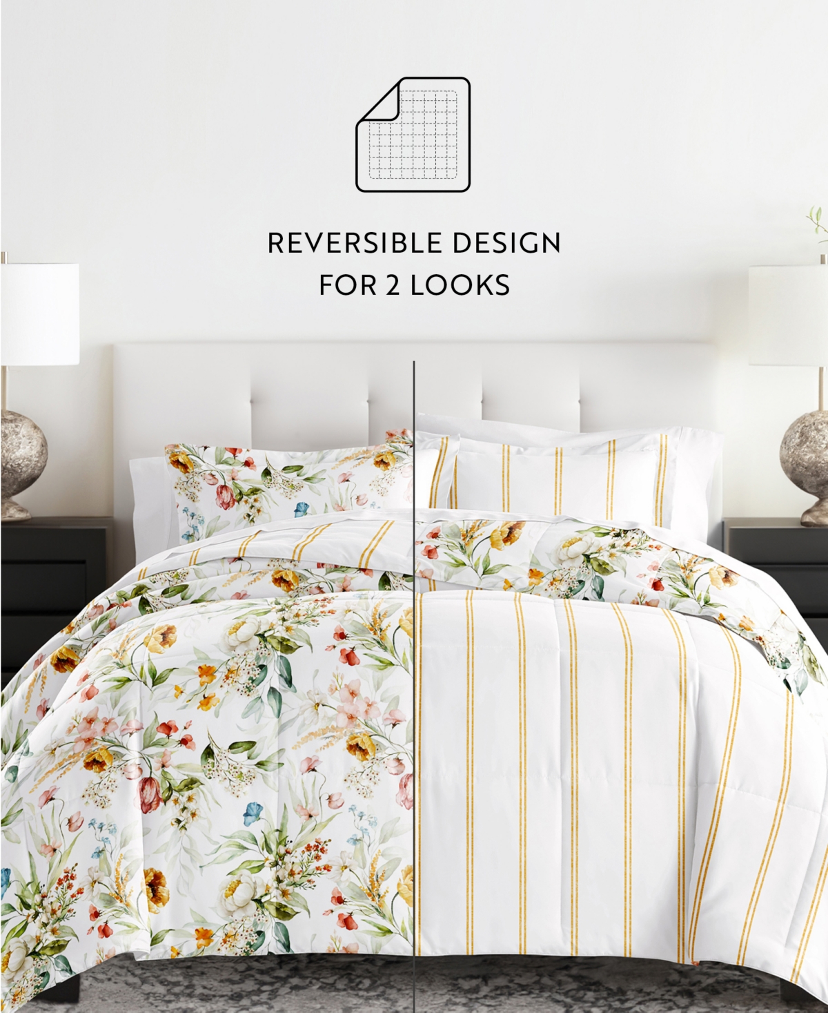 Ienjoy Home Chintz Floral Stripe 3 Piece Comforter Sets In Clay