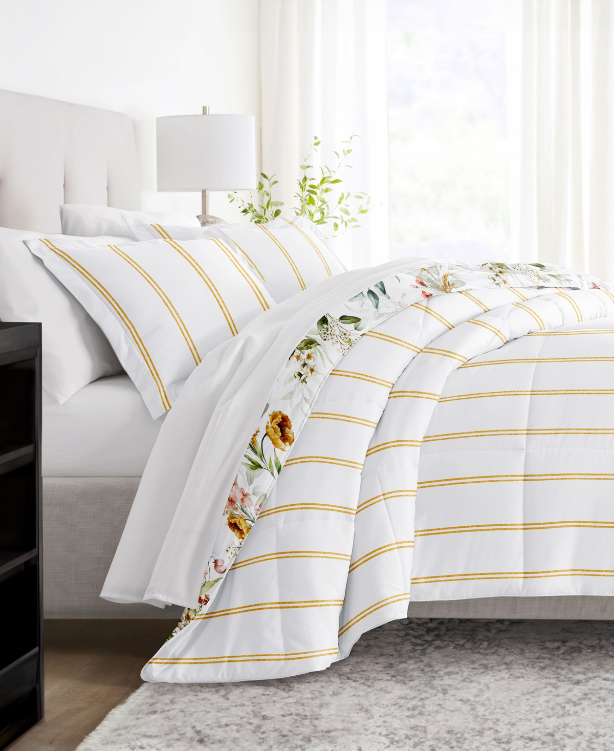 Ienjoy Home Chintz Floral Stripe 3 Piece Comforter Sets In Clay