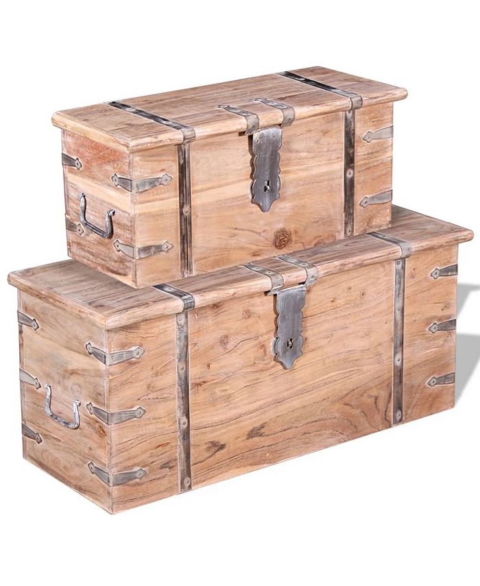vidaXL Two Piece Storage Chest Set Acacia Wood Macy's