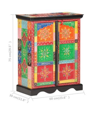 Hand Painted Sideboard 23.6"x11.8"x29.5" Solid Mango Wood
