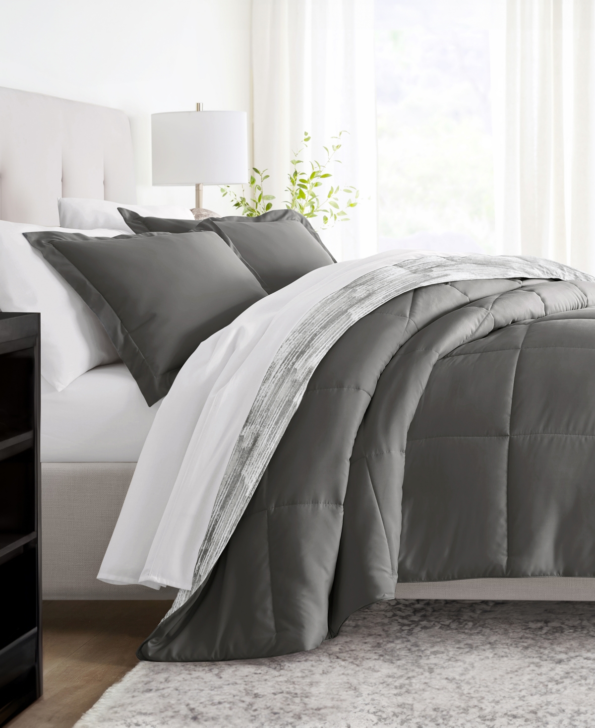 Ienjoy Home Textured Stripe 2-piece Comforter Set, Twin/twin Xl In Gray