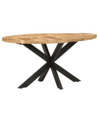 Dining Table Rough Mango Wood Powder-Coated Steel
