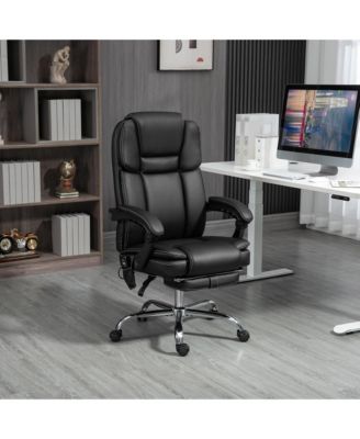 Massage Office Chair with Footrest, PU Leather Desk Chair,