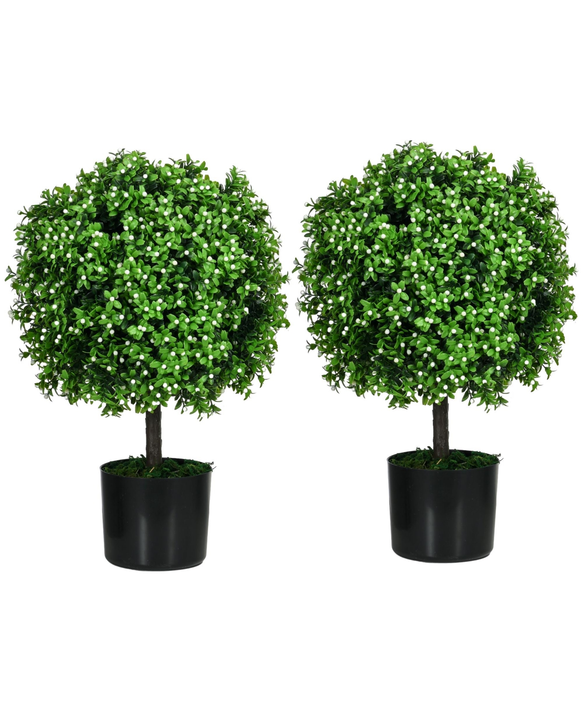 Artificial Tree Boxwood Topiary 2 Pack with Fruit, 20.75", White - Green