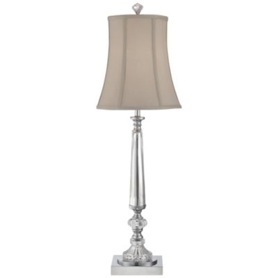 Belardo Traditional Buffet Table Lamp 32" Tall Clear Crystal Taupe Bell Shade for Bedroom Living Room Bedside Nightstand Office