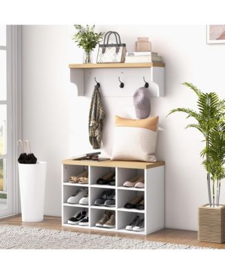 Shoe Bench and Coat Rack Set for Entryway Hallway,