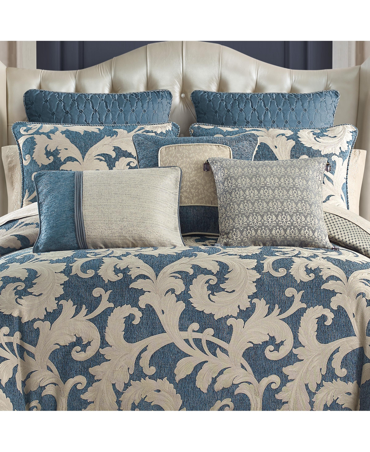 Shop Waterford Laurent 3 Piece Decorative Pillows Set In Navy