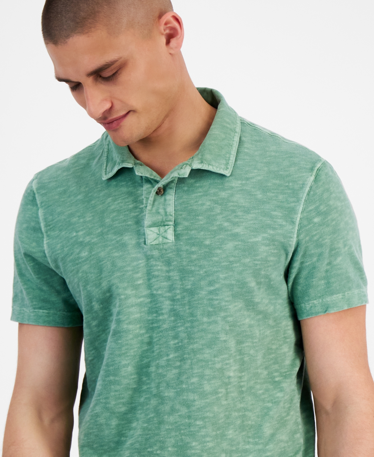 Sun + Stone Men's Regular-Fit Textured Polo Shirt, Created for Macy's