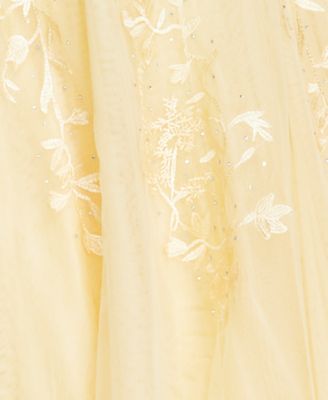 Say Yes Trendy Plus Size Strappy Sequin Floral-Embroidery Ball Gown, Created for Macy's 