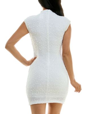 Juniors' Boucl&eacute;-Knit Faux-Pearl-Trim Dress