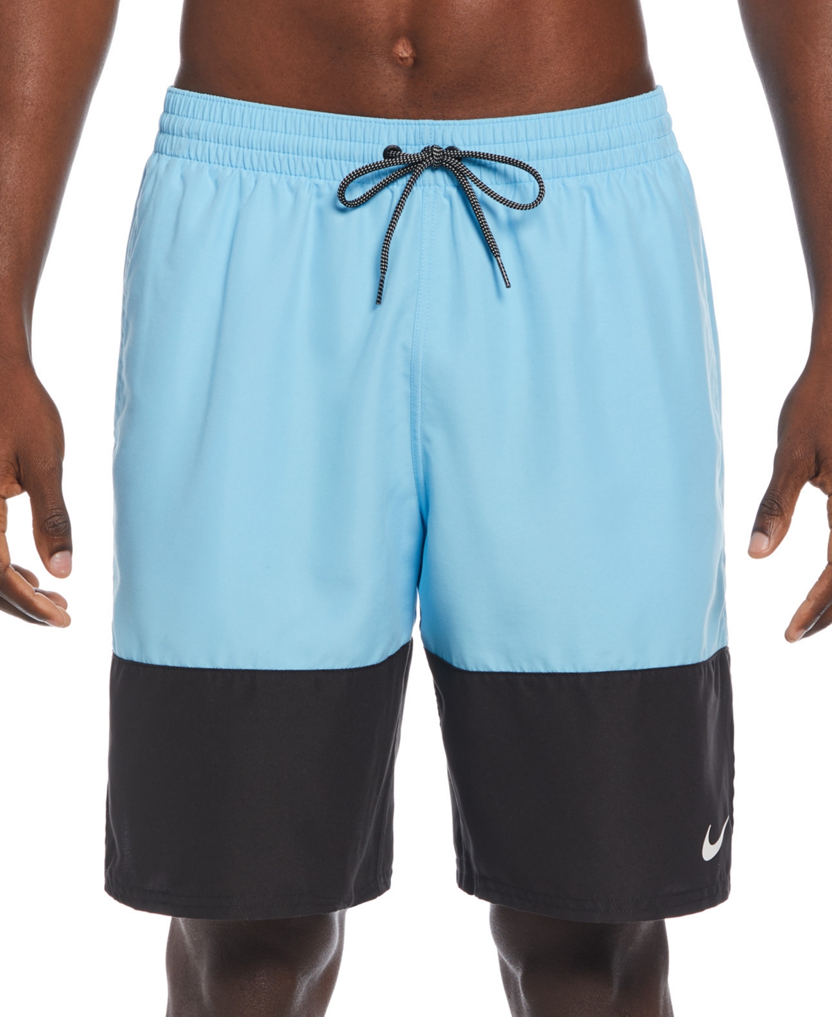 Shop Nike Men's Split Colorblocked 9" Swim Trunks In Aquarius Blue