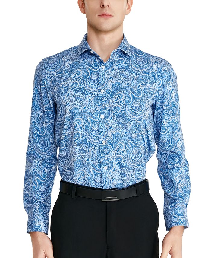 Tallia Men's Slim-Fit Paisley Dress Shirt - Macy's