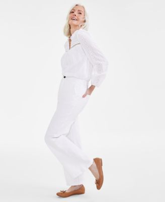 Women's High-Rise Wide-Leg Twill Pants