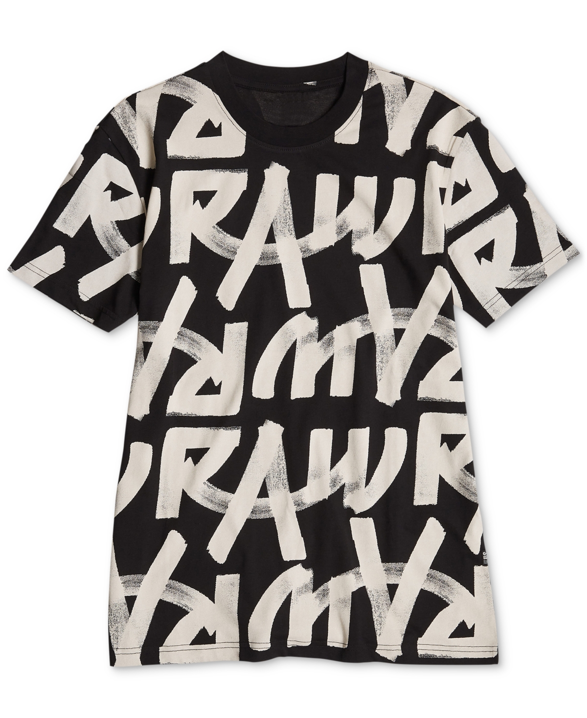 Shop G-star Raw Men's Calligraphy-print T-shirt In Dk Black Raw Paint