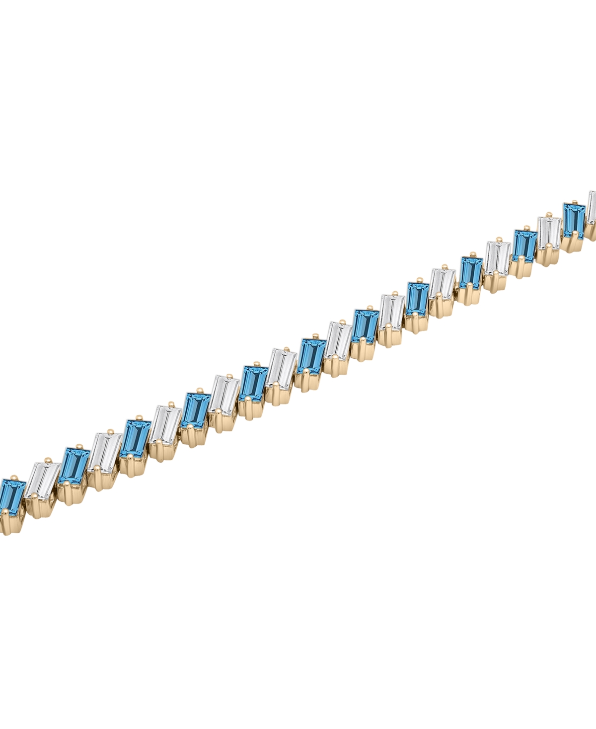 Blue Topaz (3-7/8 ct. t.w.) & White Topaz (1-1/3 ct. t.w.) Baguette Tennis Bracelet in 14k Gold-Plated Sterling Silver - Blue  White Topaz
