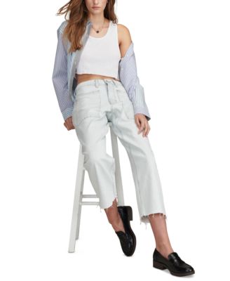 Lucky Brand - Women's Striped Patch-Pocket Wide-Leg Jeans