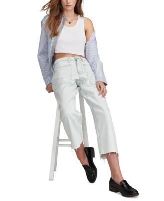 Lucky Brand Women's Striped Patch-Pocket Wide-Leg Jeans - Macy's