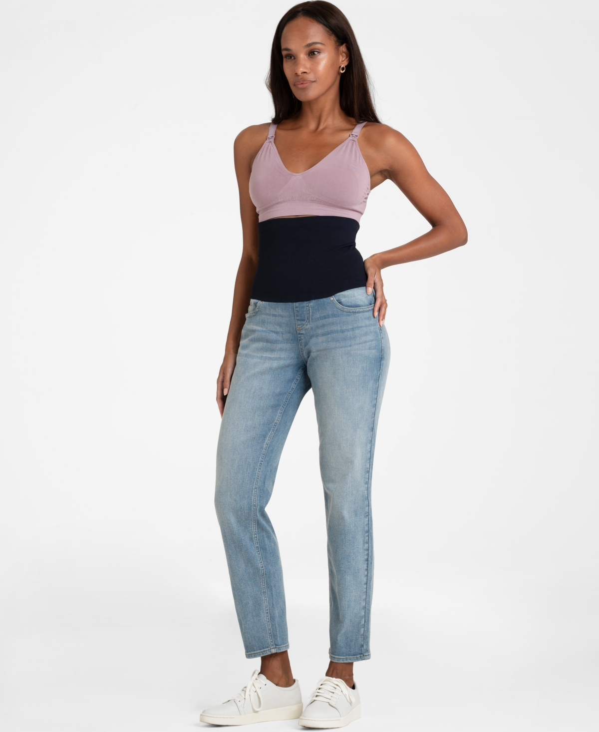 Shop Seraphine Women's Tapered Post Maternity Jeans In Light Blue