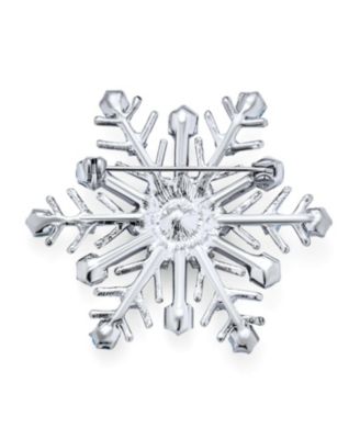 Large Multi Ice Blue Frozen Winter Snowflake Brooch Pin Crystal Holiday Party Frozen Winter Rhodium Plated
