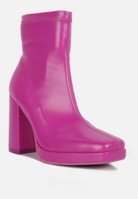 Womens Tintin Square Toe Ankle Heeled Boots