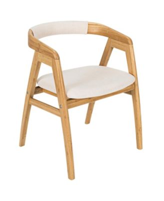 Leisure Bamboo Dining Chair with Curved Back and Anti-slip Foot Pads