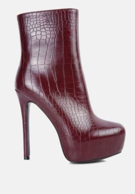 Womens orion high heeled croc ankle boot