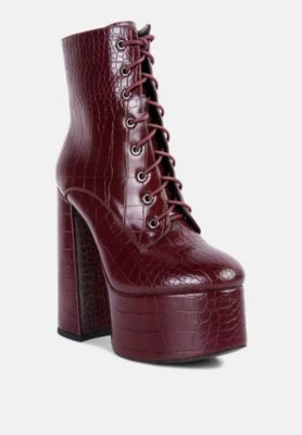magdalene croc high heel platform boots