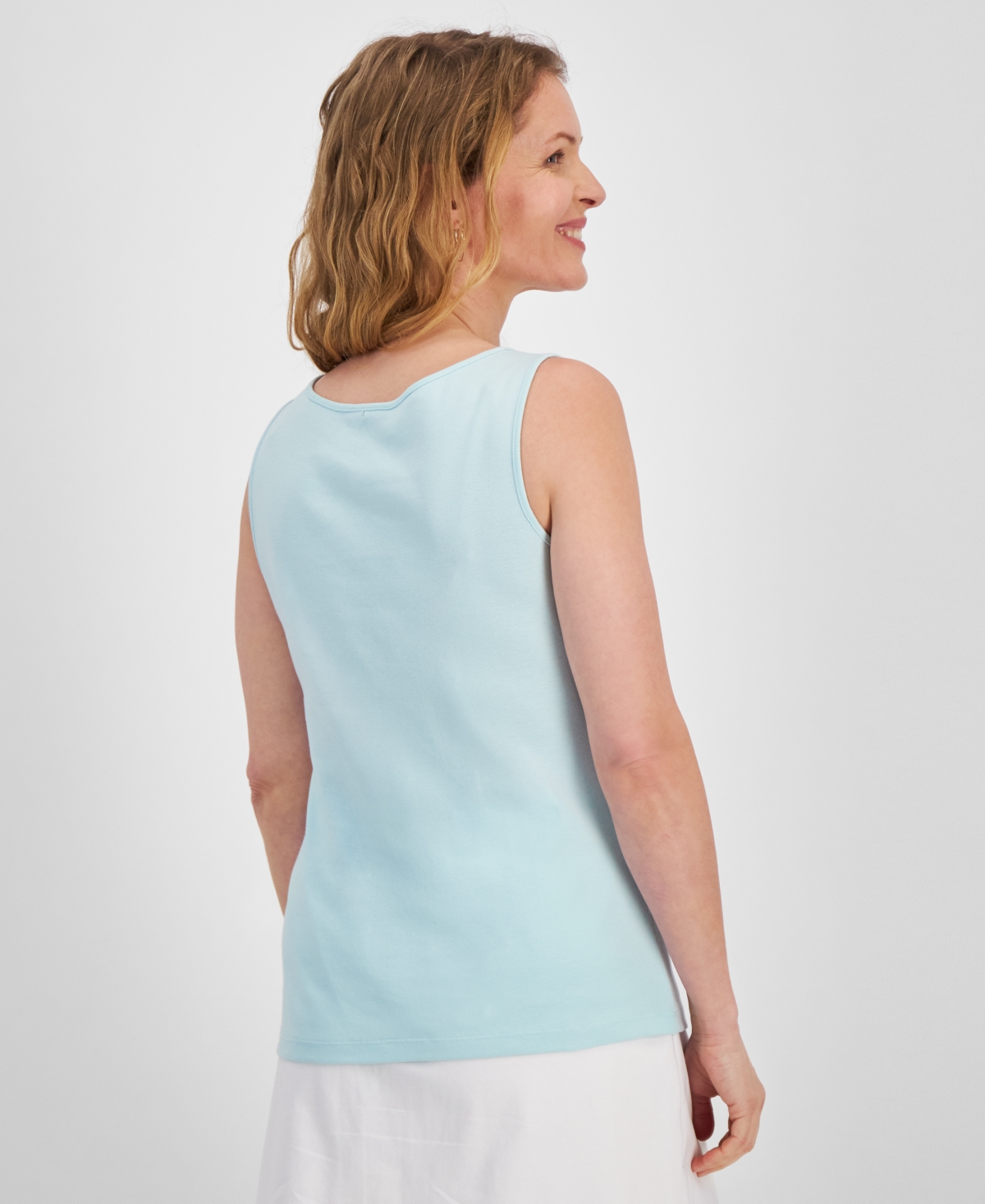 Style & Co Women's Cotton Square-Neck Tank Top, Created for Macy's