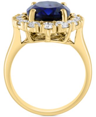 EFFY&reg; Lab Grown Ruby (6-3/4 ct. t.w.) & Lab Grown Diamond (1-3/8 ct. t.w.) Halo Ring in 14k Gold