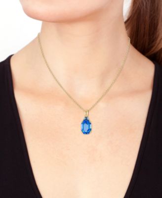 EFFY&reg; Blue Topaz Fancy-Cut Two Stone 18" Pendant Necklace (8-1/2 ct. t.w.)  in 14k Gold