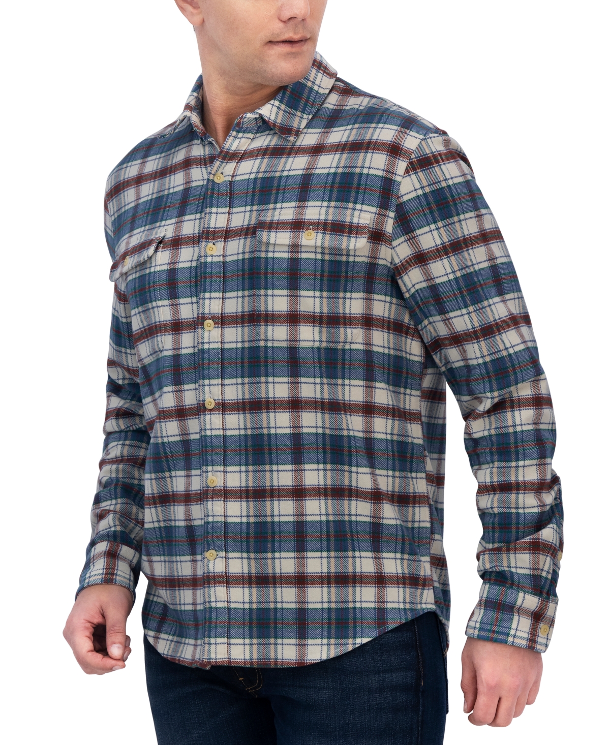 Men's Plaid Cloud Soft Long-Sleeve Flannel Shirt - Blue Plaid