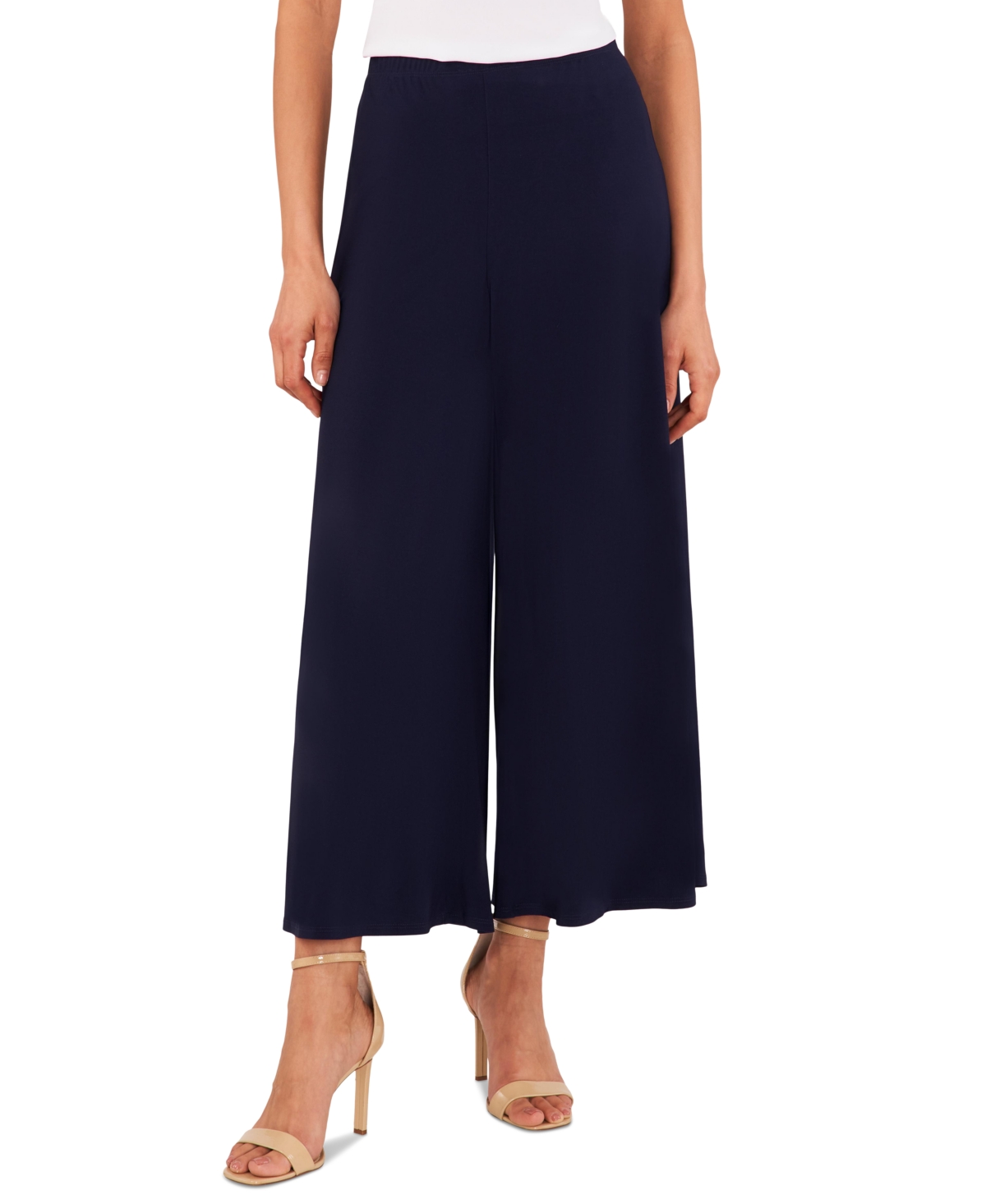 Women's Pull On Wide Leg Ankle Pants - Classic Navy