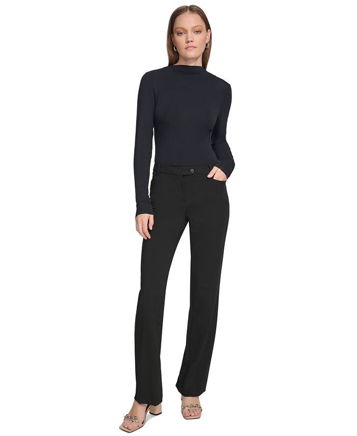 Calvin Klein Women's X-Fit High Neck Long-Sleeve Bodysuit - Macy's