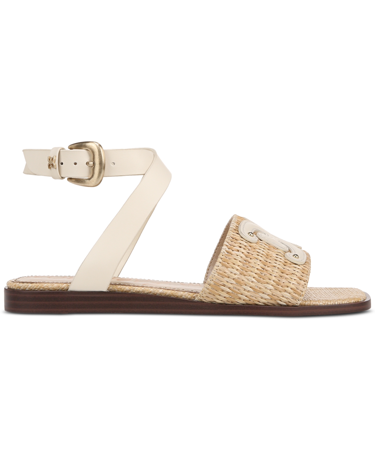 Sam Edelman Ilsie Strappy Raffia Flat Sandals -Dark Natural