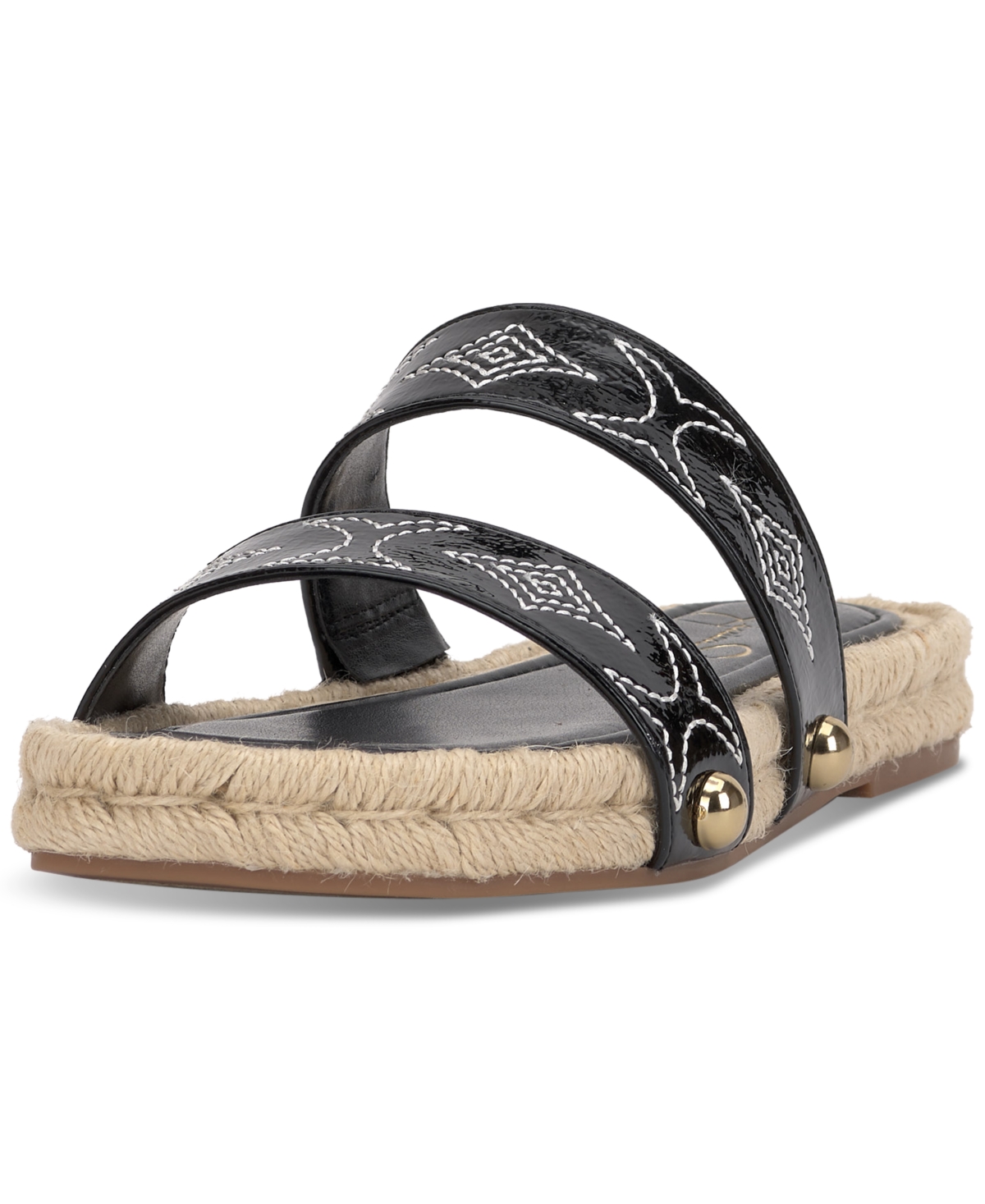 Shop Jessica Simpson Women's Jasdin Western-stitched Flat Espadrille Sandals In Saddle Ranch