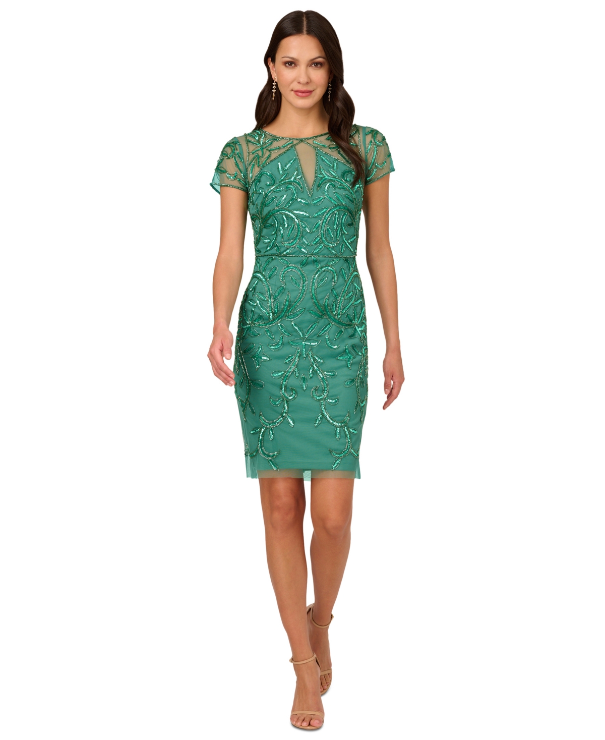 Adrianna Papell Women's Beaded Cocktail Dress In Jungle Green