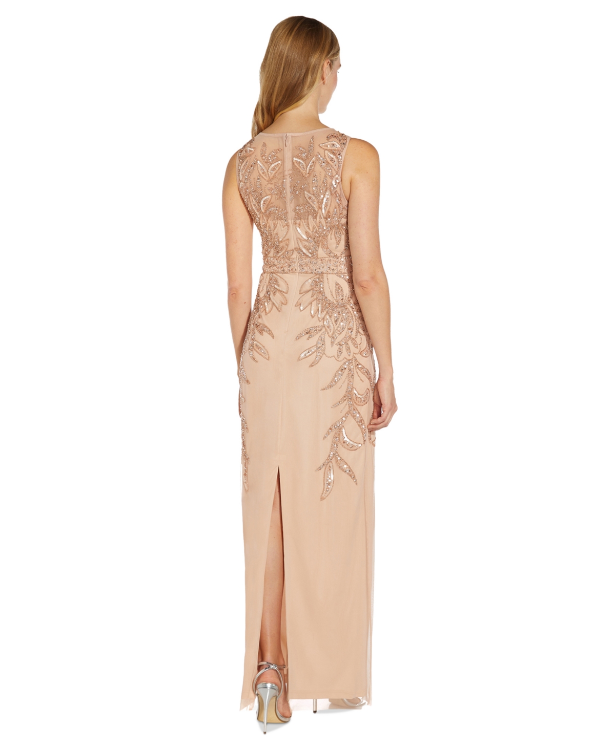 Shop Adrianna Papell Plus Size Embellished Sleeveless Gown In Rose Gold