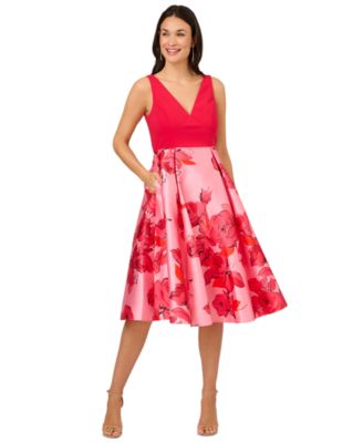 Adrianna Papell - Women's Printed Sleeveless Midi Dress