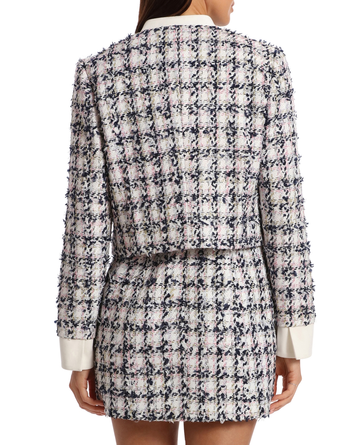 Shop Avec Les Filles Women's Tweed Cropped Jacket In White,lilac