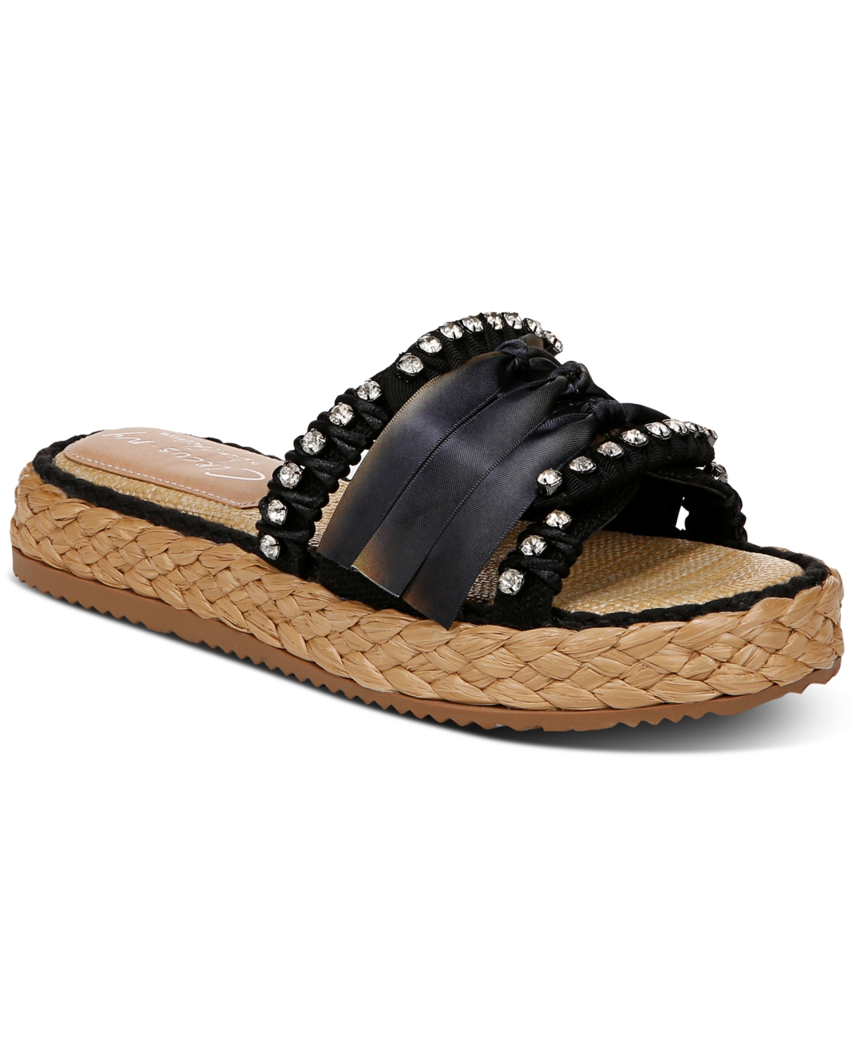 Wyatt Ribbon Platform Slide Sandals - Black
