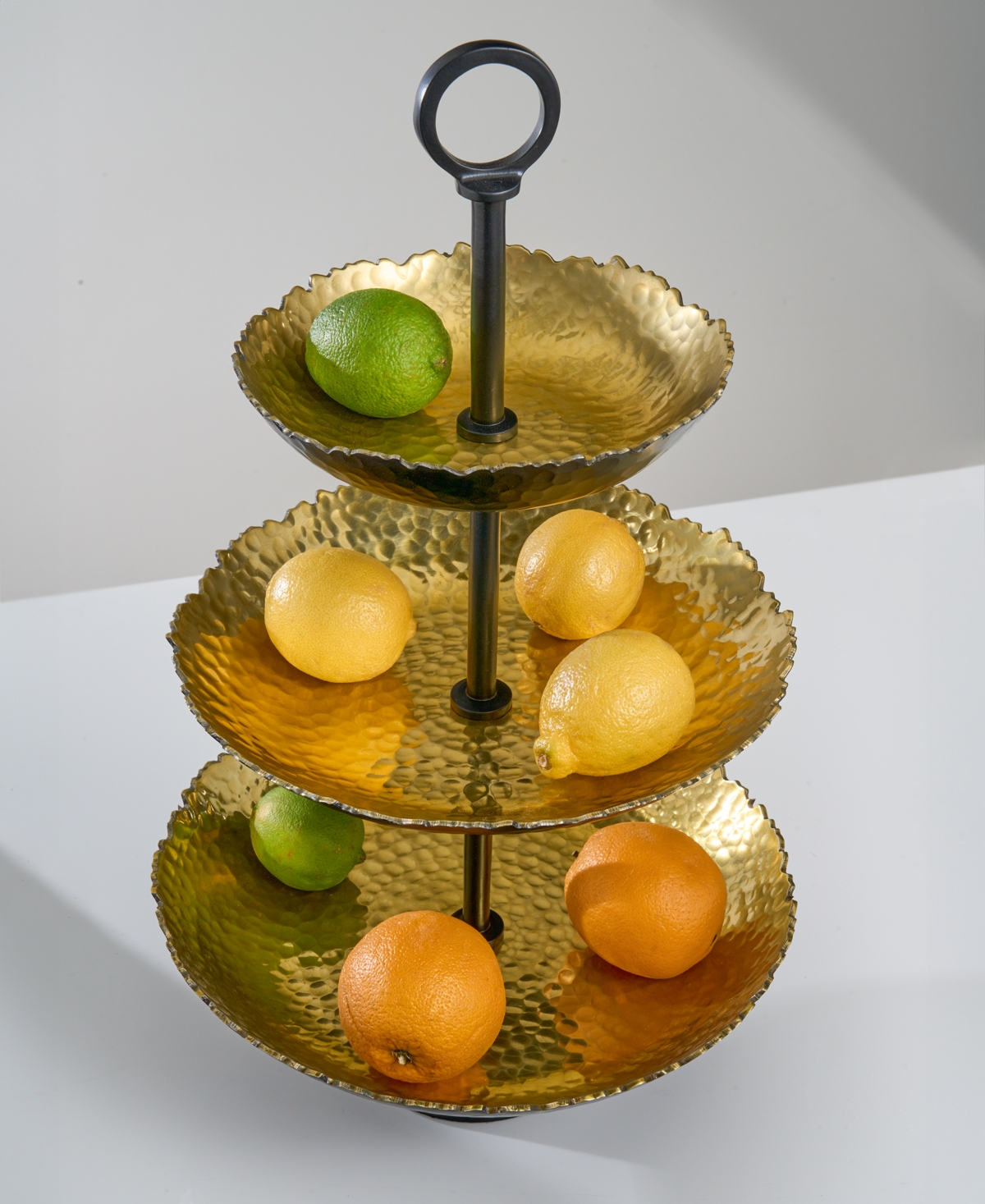 Godinger Three Tier Gold-tone Server In Black