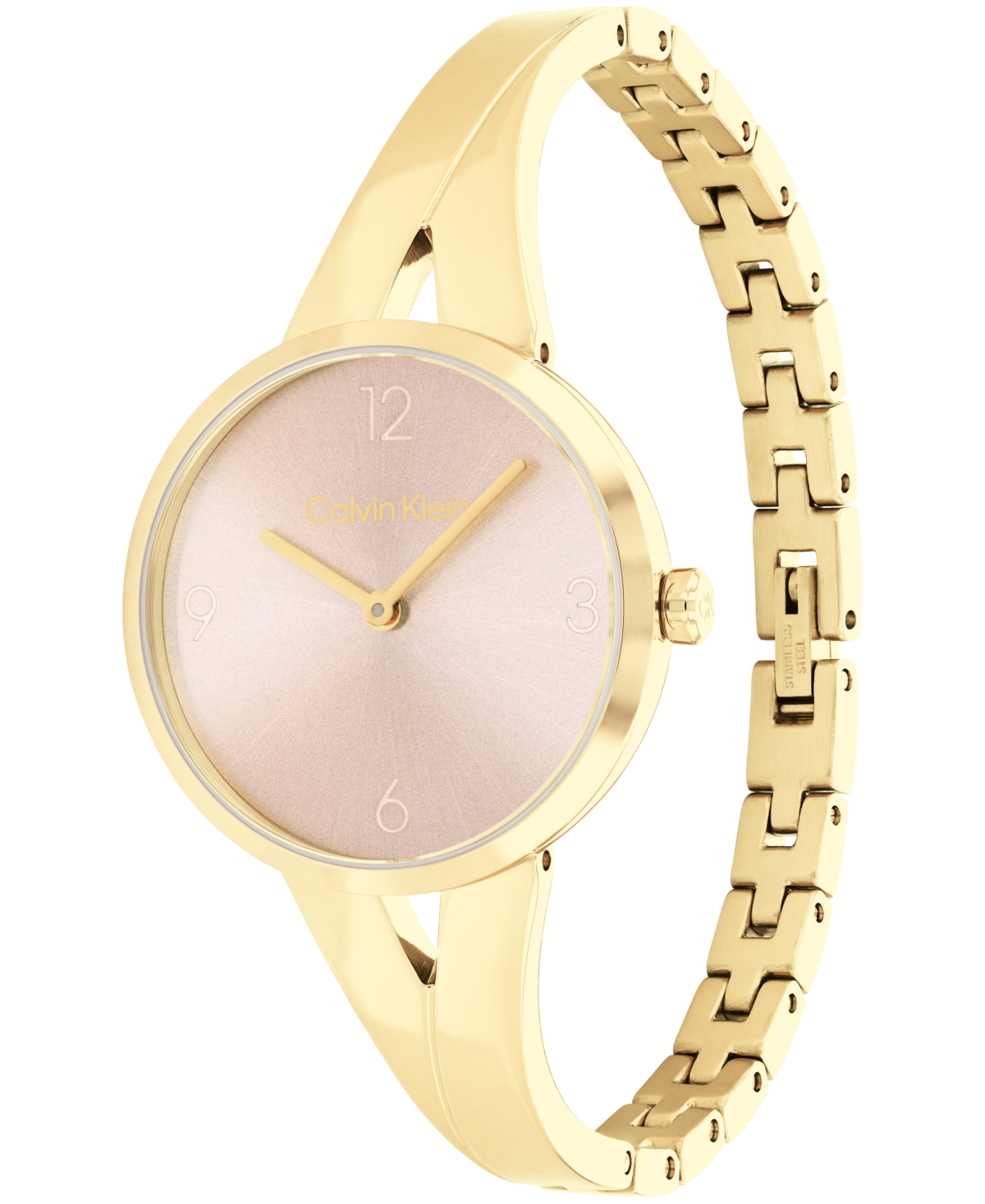 Shop Calvin Klein Women's Joyful Gold-tone Stainless Steel Bangle Bracelet Watch 30mm