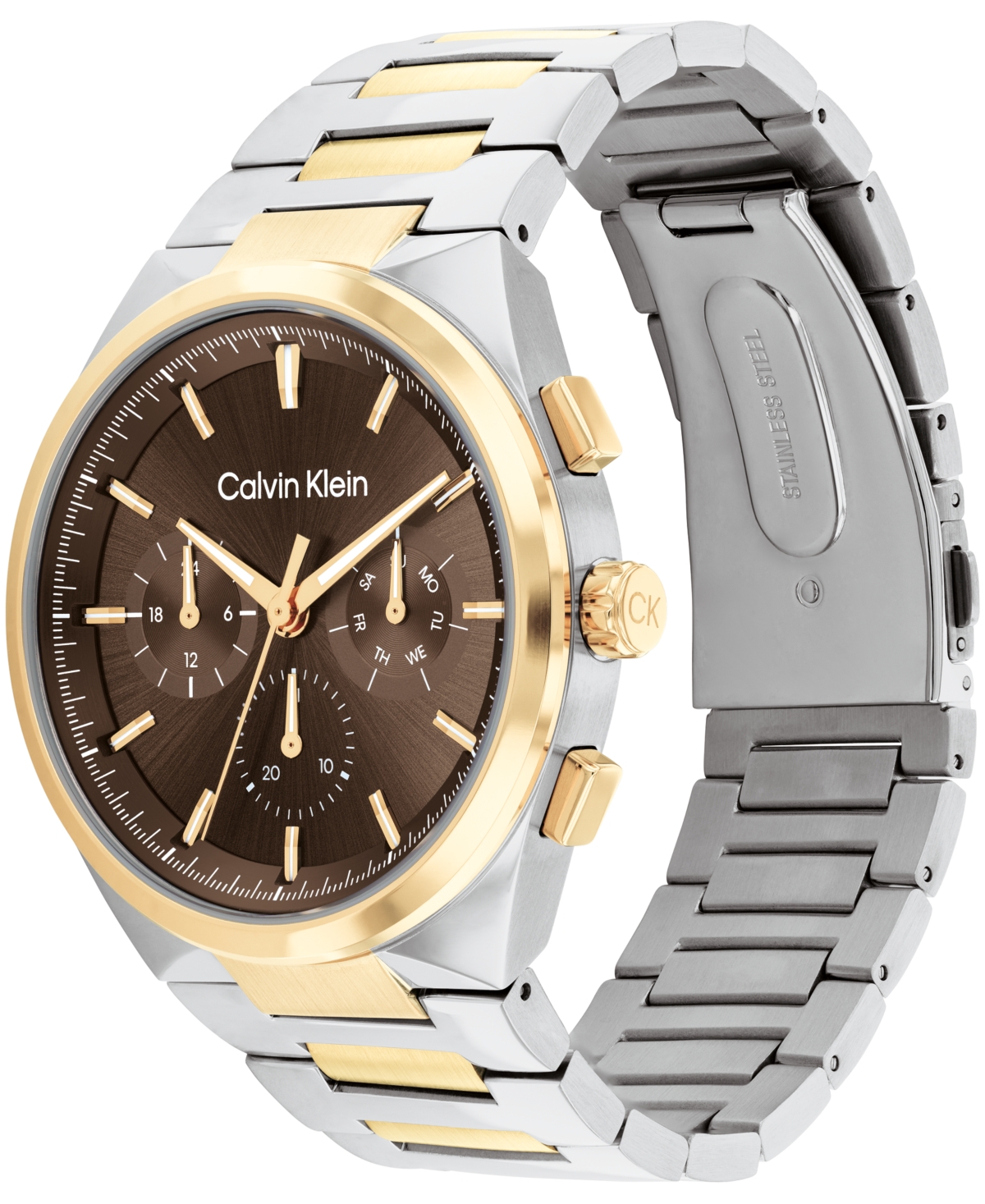 Shop Calvin Klein Men's Distinguish Two-tone Stainless Steel Bracelet Watch 44mm